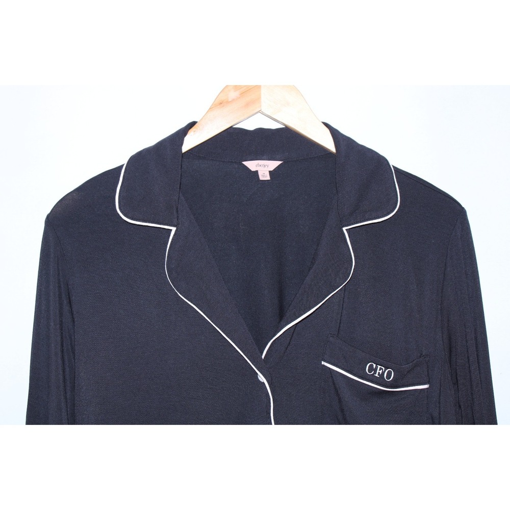 Eberjey Women's XS Black Button Up Soft Comfort Loungewear Sleeping Shirt - Picture 2 of 8